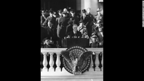 Franklin D. Roosevelt gives his third inaugural address on January 20, 1941