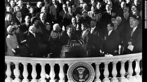 John F. Kennedy is sworn in on January 20, 1961