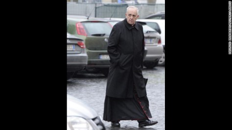 Bergoglio arrives for the congregation meeting at Synod Hall in the Vatican on March 7